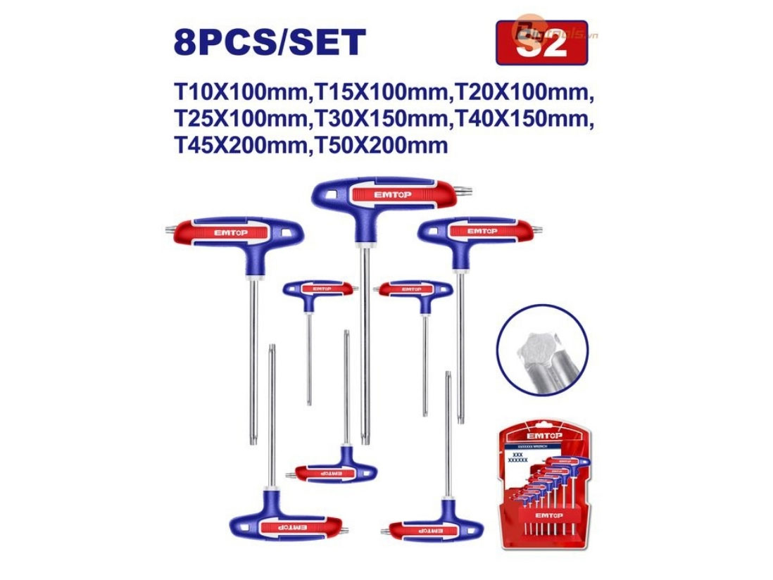 Bộ hoa thị tay cầm chữ T 8 chiếc Emtop ETHW6063