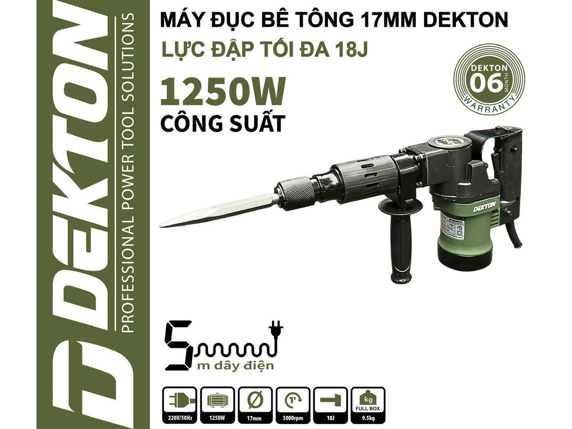 Máy đục bê tông Dekton DK-DH0810XPRO (17mm - 1.250W)