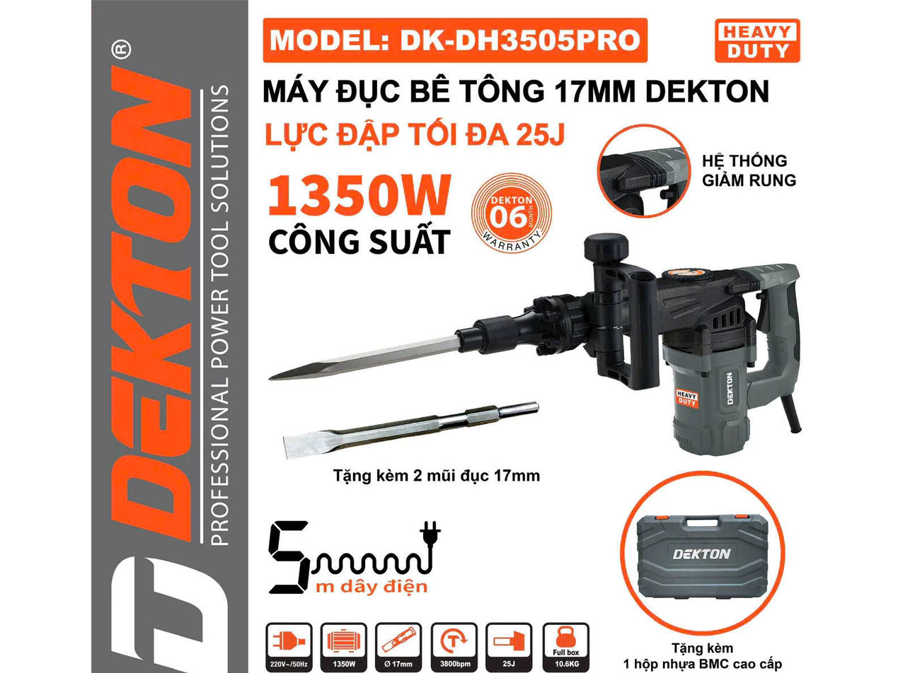 Máy đục bê tông Dekton DK-DH3505PRO (17mm - 1.350W)