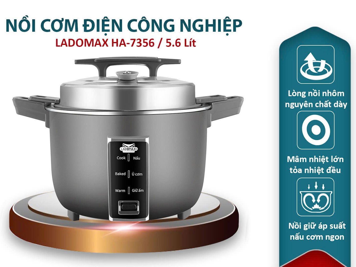 Nồi cơm điện công nghiệp Ladomax HA-7356 - 5.6 lít