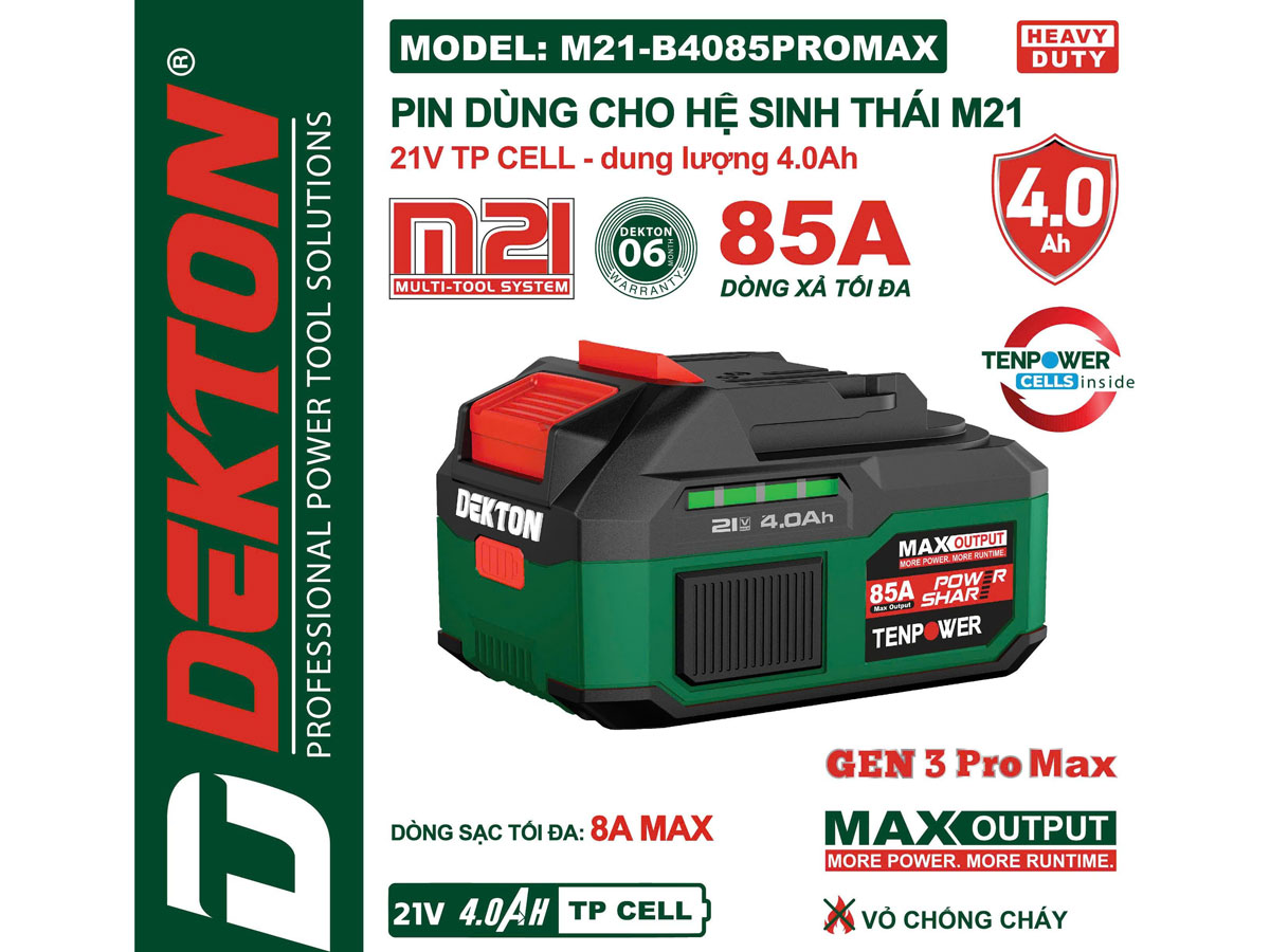 Pin 21V - 4.0AH Dekton M21-B4085PROMAX