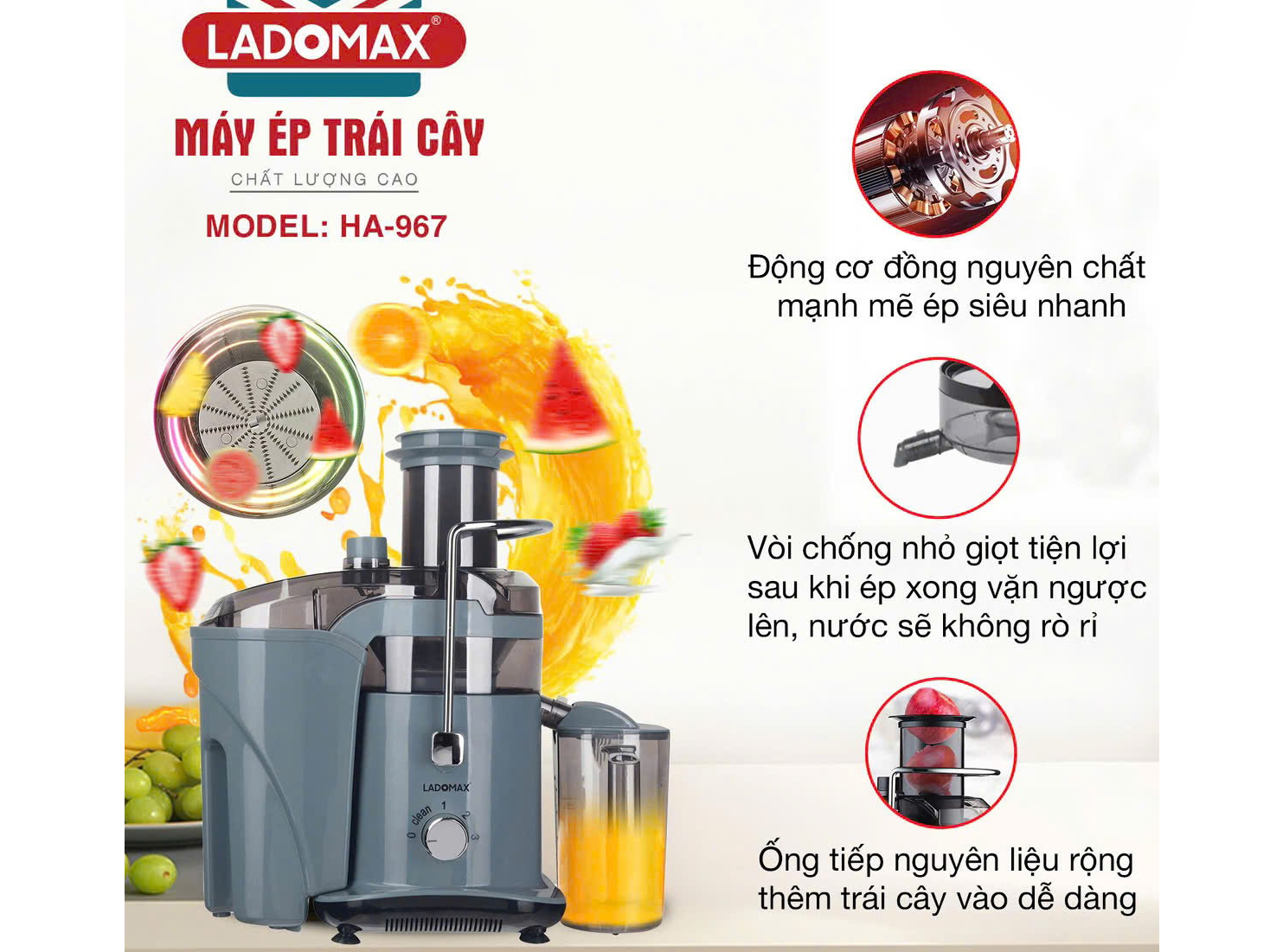 Máy ép trái cây Ladomax HA-967