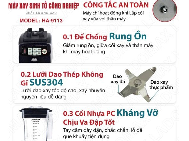 Máy xay sinh tố công nghiệp Ladomax HA-9113