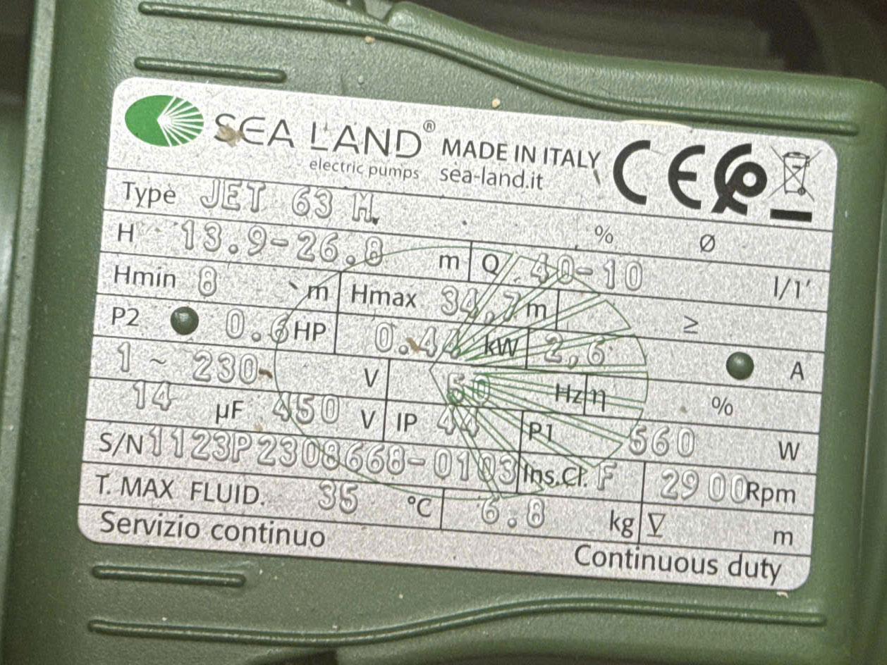 Máy bơm bán chân không Sealand Jet 63M (450W - cánh inox)