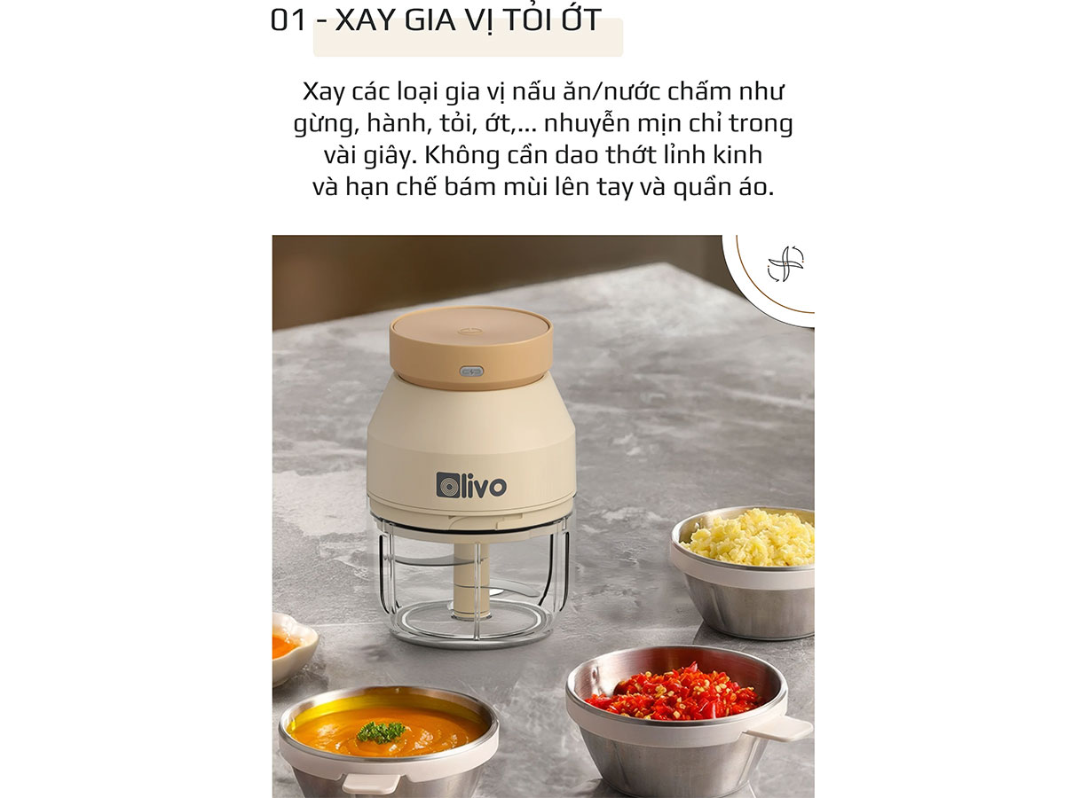 Máy xay thực phẩm đa năng sạc pin Olivo RFC270