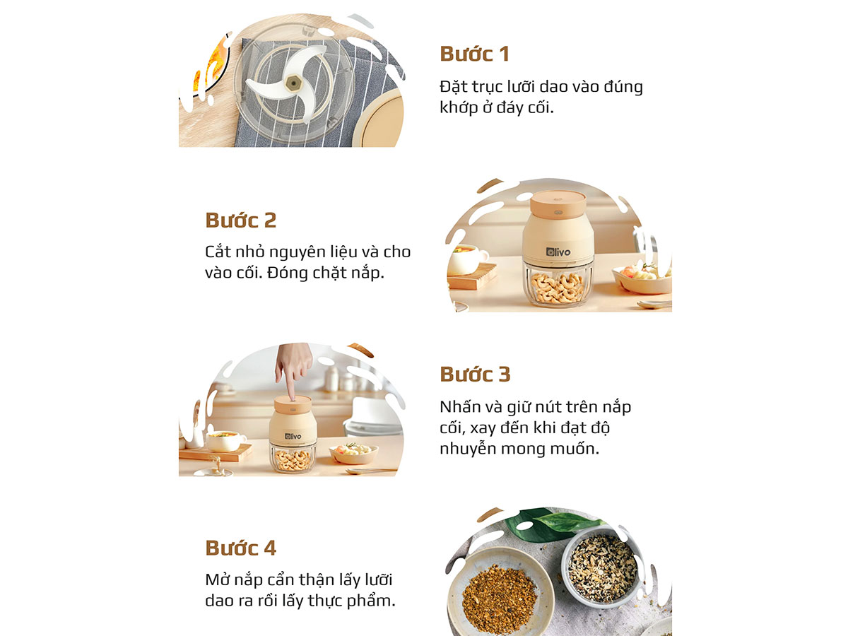 Máy xay thực phẩm đa năng sạc pin Olivo RFC270