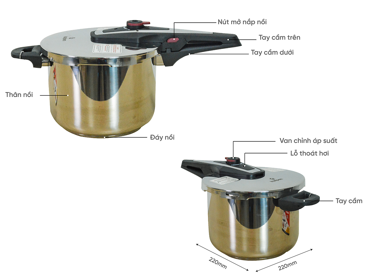 Nồi áp suất inox Kalpen P2 - 6 lít