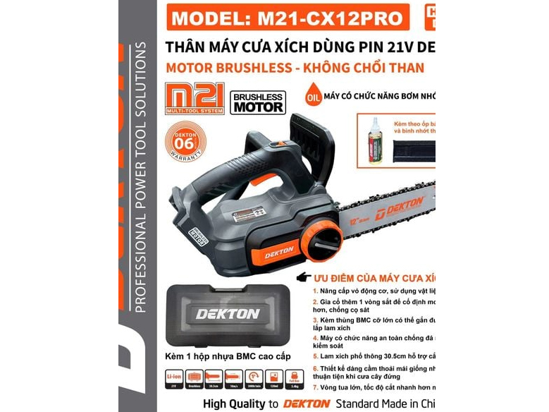 Thân máy cưa xích pin 21V M21-CX12PRO (Chưa pin và sạc)