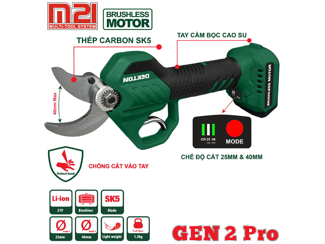Thân máy cắt cành dùng pin 21V Dekton M21-MCC40PRO (Chưa pin và sạc)