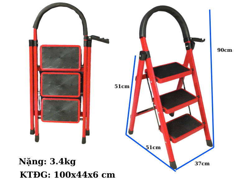 Thang ghế khung sắt gấp gọn chữ A Nikita NKT-44
