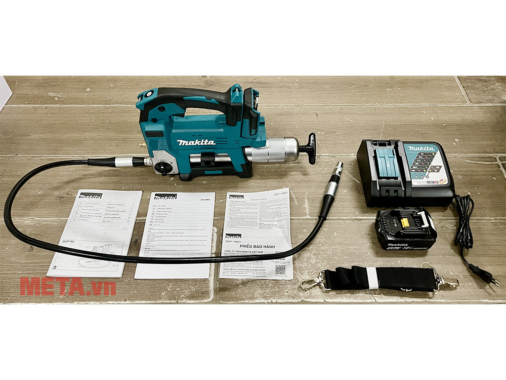 Máy bơm mỡ dùng pin 18V Makita DGP180RT (1 sạc + 1 pin 5AH)