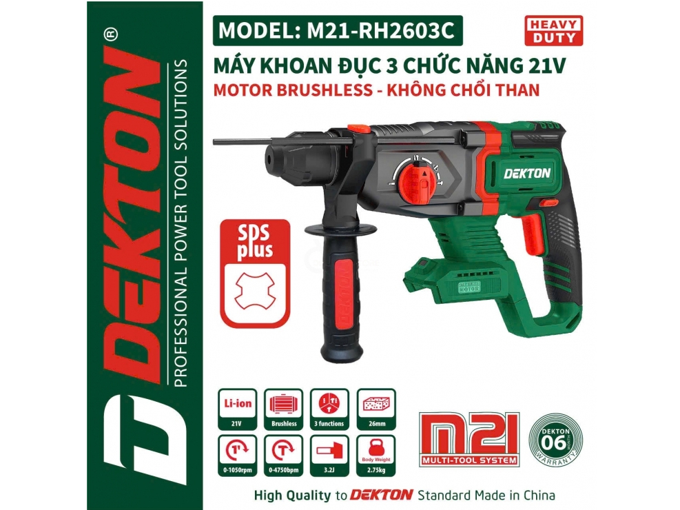 Máy khoan búa dùng pin 21V Dekton M21-RH2603C (Chưa pin và sạc)