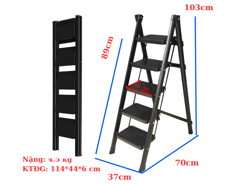 Thang ghế khung sắt gấp gọn chữ A Nikita NKT-55