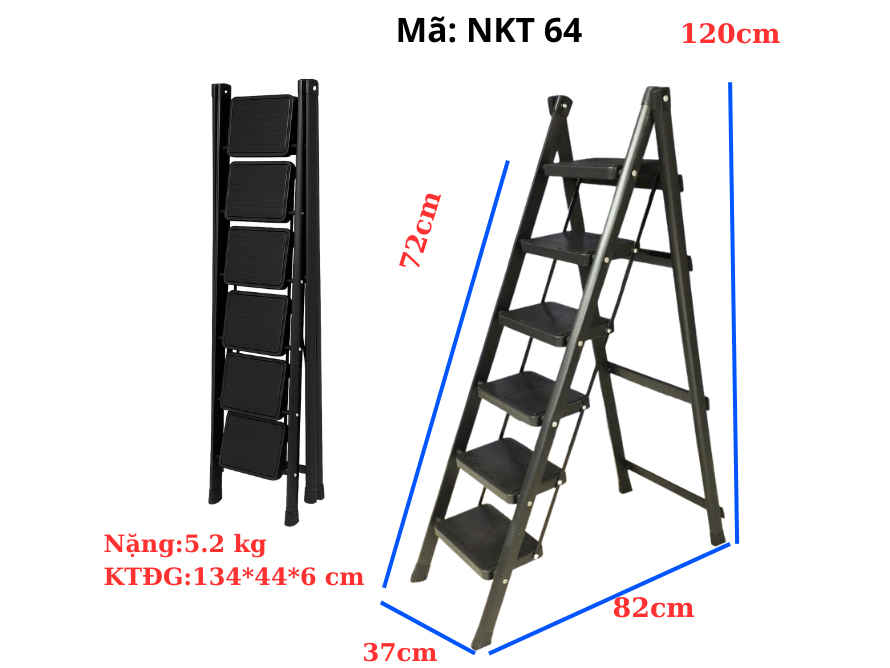 Thang ghế khung sắt gấp gọn chữ A Nikita NKT-64
