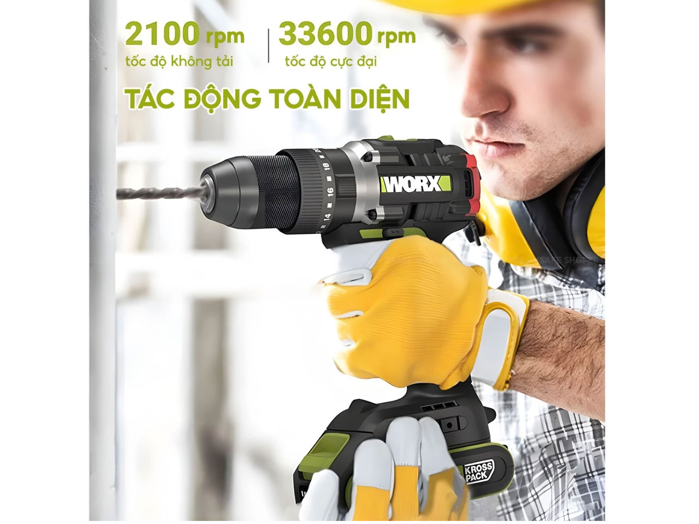 Máy khoan động lực pin 20V Worx WU369 (2 pin 2.0Ah, sạc)