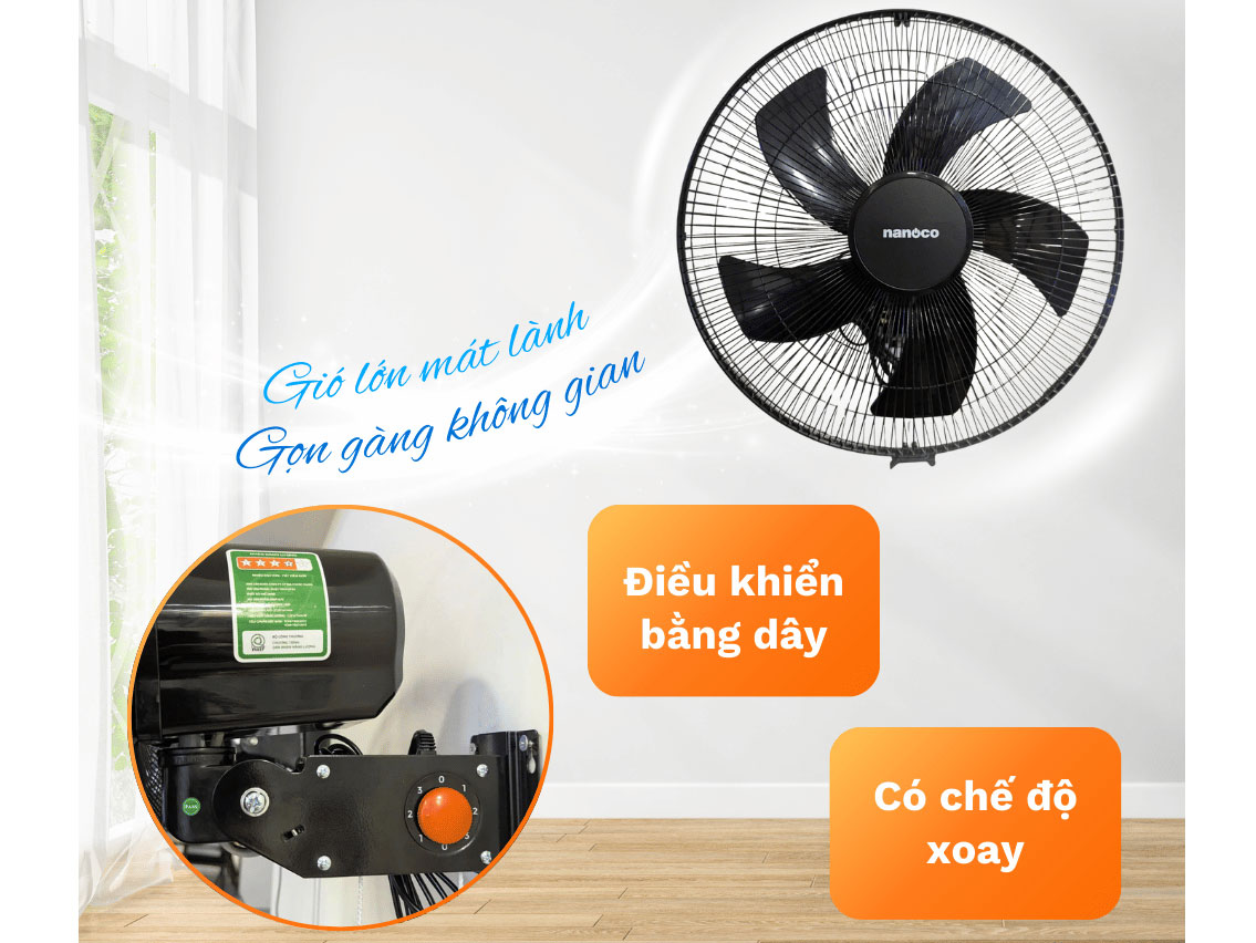 Quạt treo công nghiệp Nanoco NWF1670K (động cơ bạc đạn)