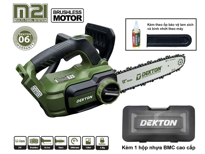 Máy cưa xích pin Dekton M21-CX12XPRO (chưa pin, sạc)