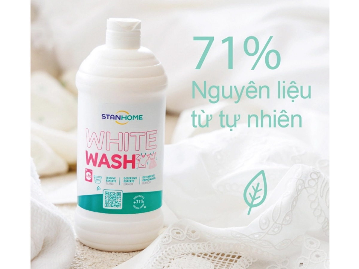 Nước giặt đậm đặc chuyên dụng cho quần áo trắng Stanhome White Wash 750ml
