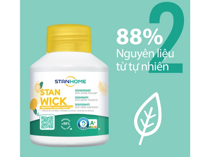 Sáp thơm khử mùi Stanhome Stan Wick Sparkling Lemon 250ml
