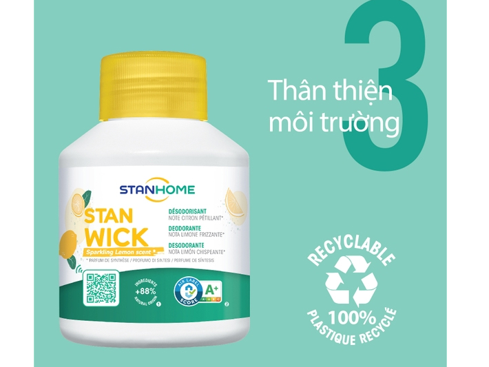 Sáp thơm khử mùi Stanhome Stan Wick Sparkling Lemon 250ml