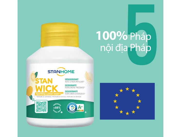 Sáp thơm khử mùi Stanhome Stan Wick Sparkling Lemon 250ml