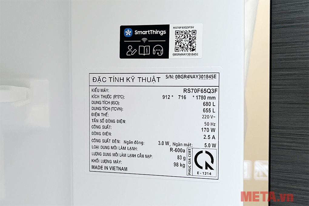 Tủ lạnh Samsung Inverter Side By Side RS70F65Q3FSV - 655 lít