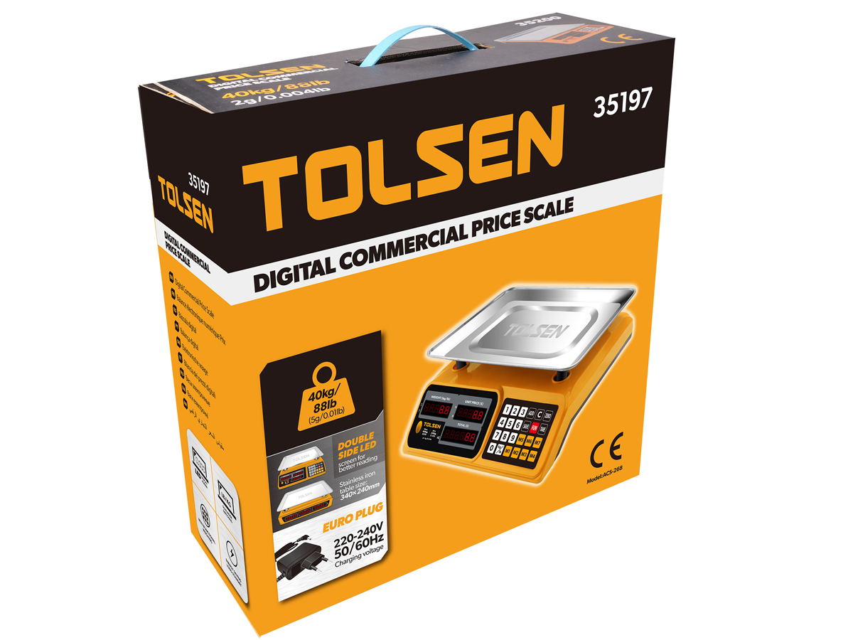 Cân điện tử 40kg Tolsen 35197 phê duyệt CE