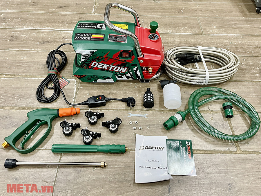 Trọn bộ sản phẩm Máy xịt rửa chỉnh áp Dekton DK-CWR3001Pro