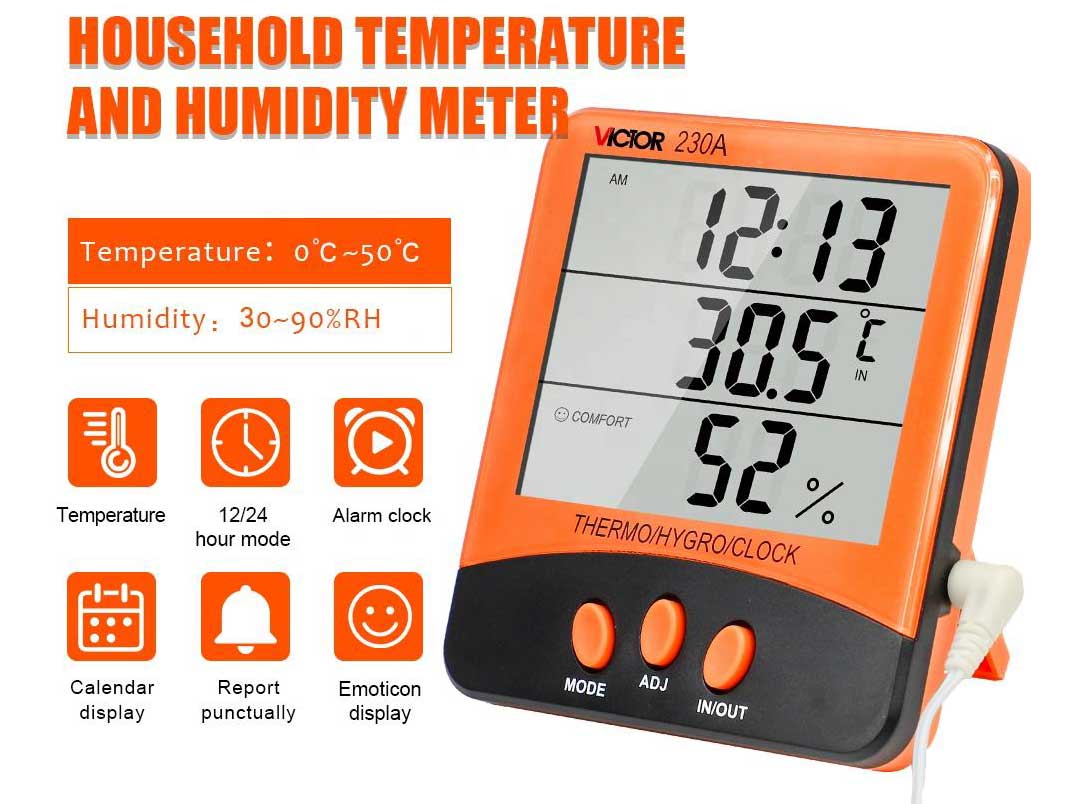 Nhiệt ẩm kế Victor 230 (0 - 50 độ C, 30% - 90% RH)