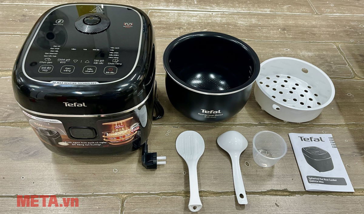 Bộ sản phẩm Nồi cơm điện tử Tefal Delirice Max RK7778Y0 Nồi cơm điện tử Tefal Delirice Max RK7778Y0