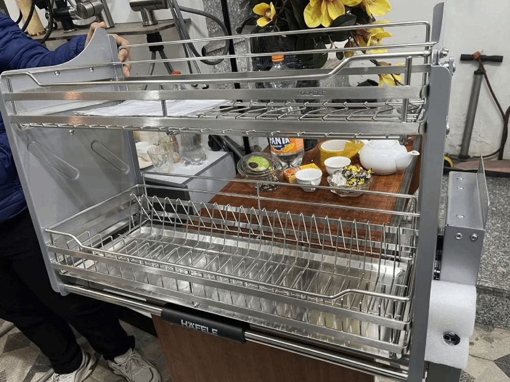 Rổ chén đĩa nâng hạ Hafele Lento tròn 900mm SUS304 (504.76.013)