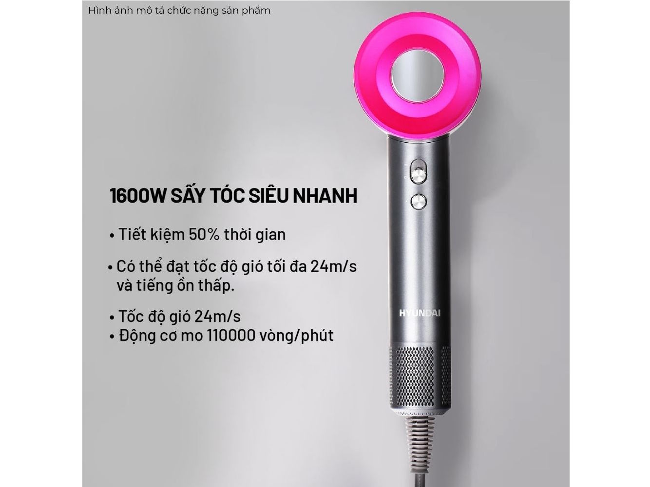 Máy sấy tóc tốc độ cao Hyundai HC-157-WH
