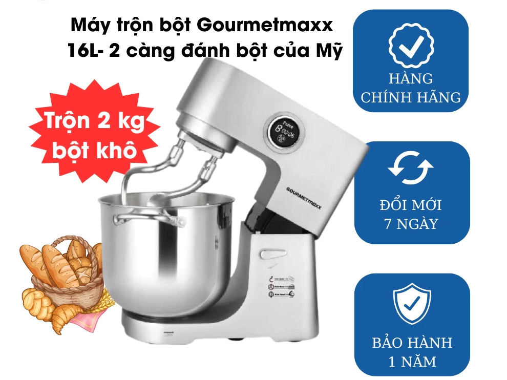 Máy trộn bột Gourmetmaxx GMSM-16LPRO (16 lít, 2.500W)