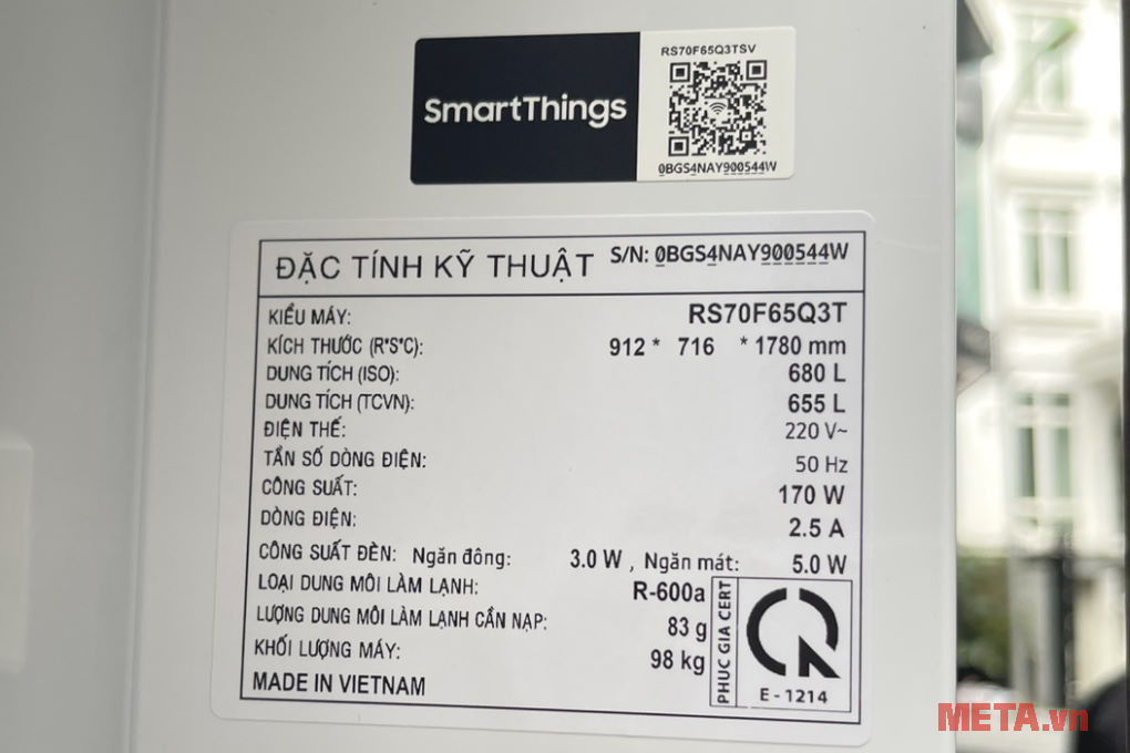 Tủ lạnh Samsung Inverter 655 lít Side By Side RS70F65Q3TSV
