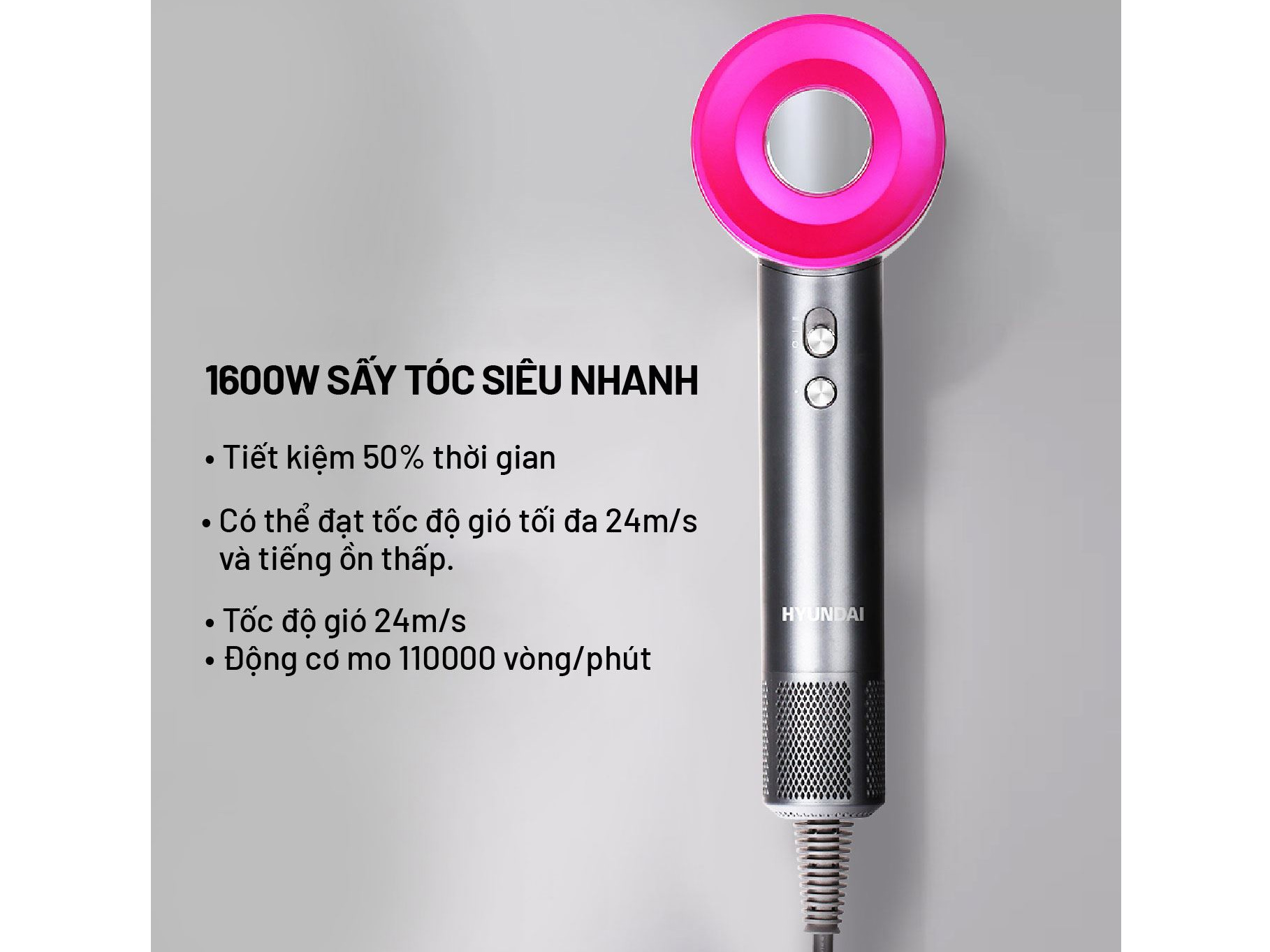 Máy sấy tóc tốc độ cao Hyundai HC-157-GY