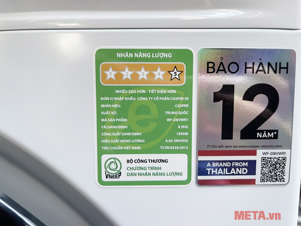 Máy giặt Casper ProWash Inverter 8kg WF-D8VWR1