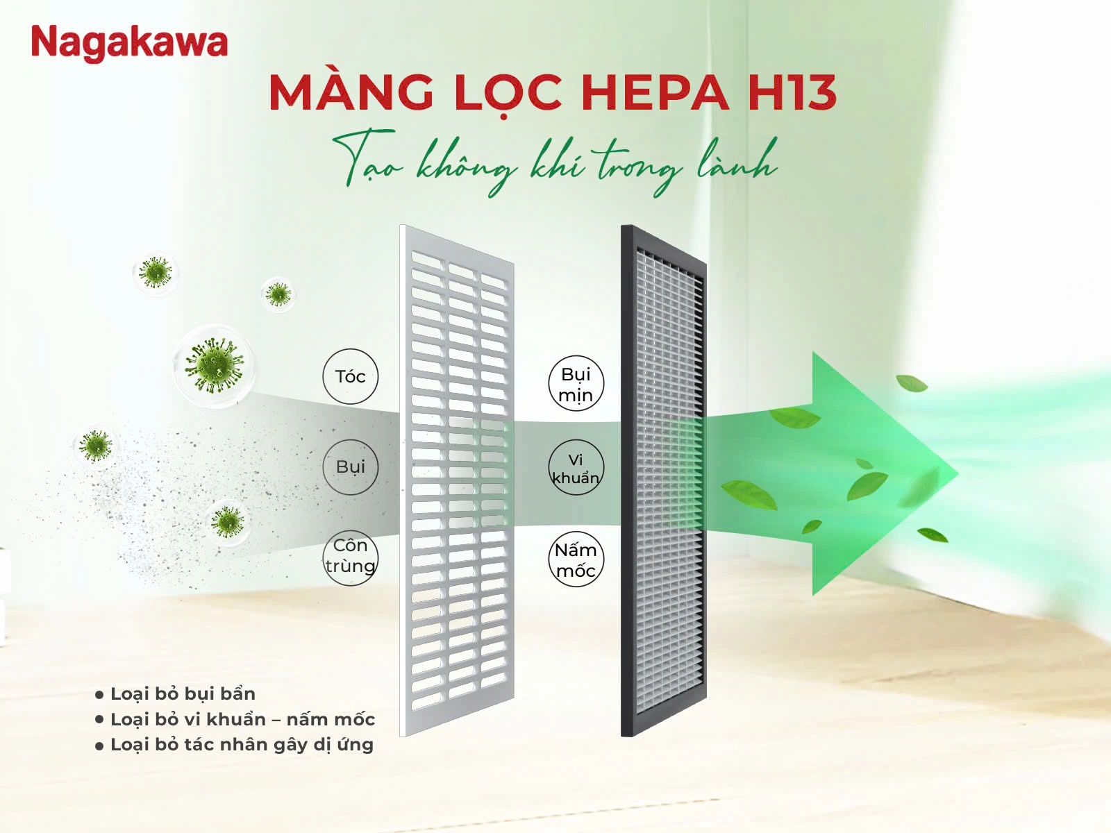 Máy hút ẩm lọc không khí Nagakawa NAD8569 - 25 lít
