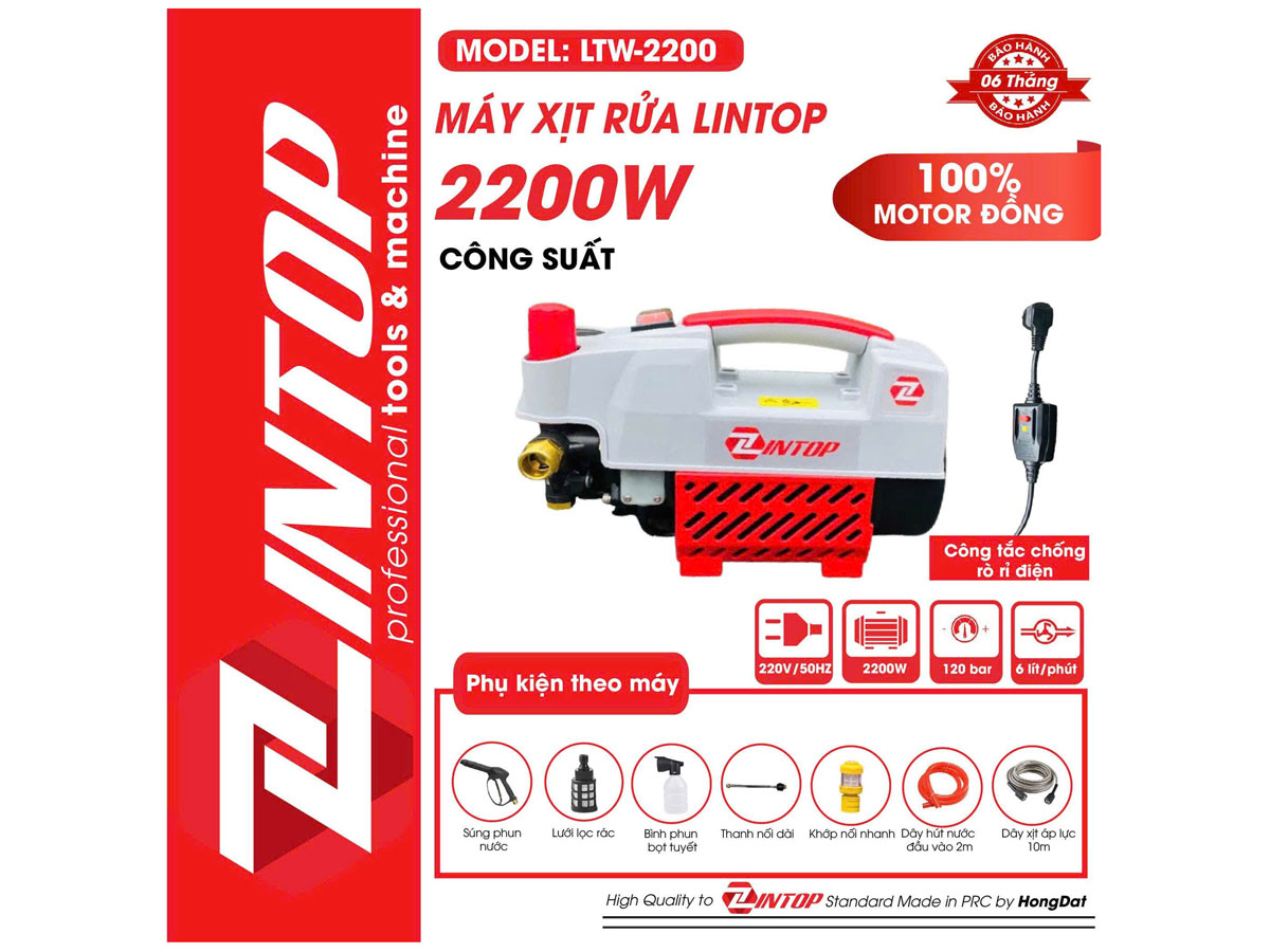 Máy xịt rửa áp lực 2.200W Lintop LTW-2200