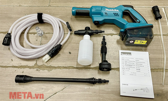 Trọn bộ sản phẩm máy xịt rửa áp lực Makita DHW180Z01 Máy xịt rửa áp lực Makita DHW180Z01