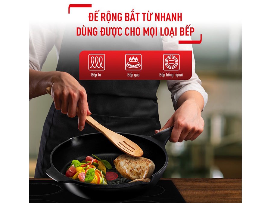 Chảo đúc cao cấp Tefal Robusto có miệng rót 24cm E2490444