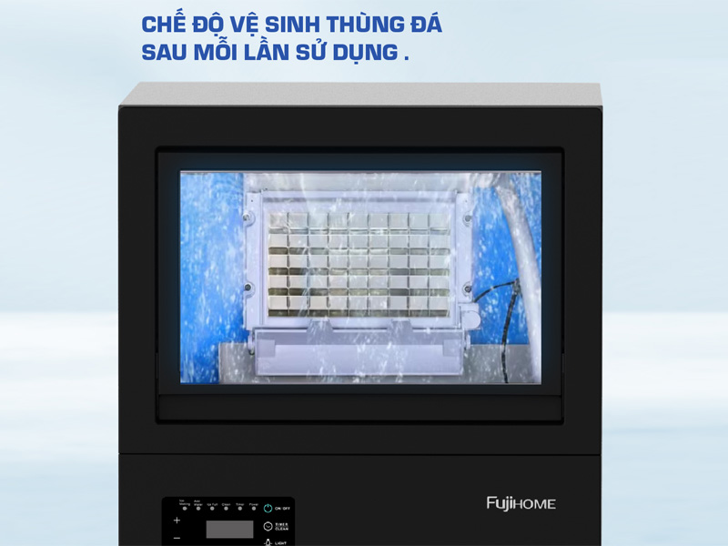 Chế độ vệ sinh thùng đá Máy làm đá kèm lọc nước UF Fujihome IM45C