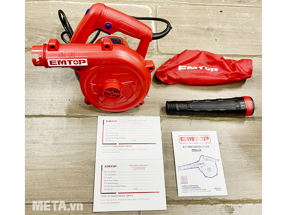 Trọn bộ sản phẩm máy thổi bụi Emtop EABR6003 Máy thổi bụi Emtop EABR6003