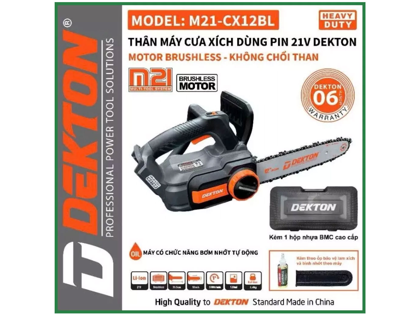 Máy cưa xích pin 21V Dekton M21-CX12BL
