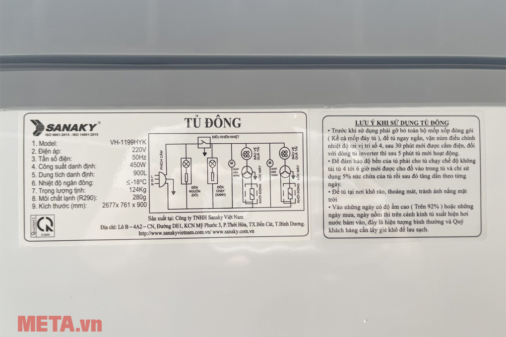 Tủ đông 1 ngăn Sanaky VH-1199HYK 900 lít