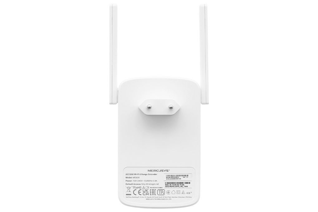 Repeater mở rộng sóng Wifi 6 AX1500 Mercusys ME60X