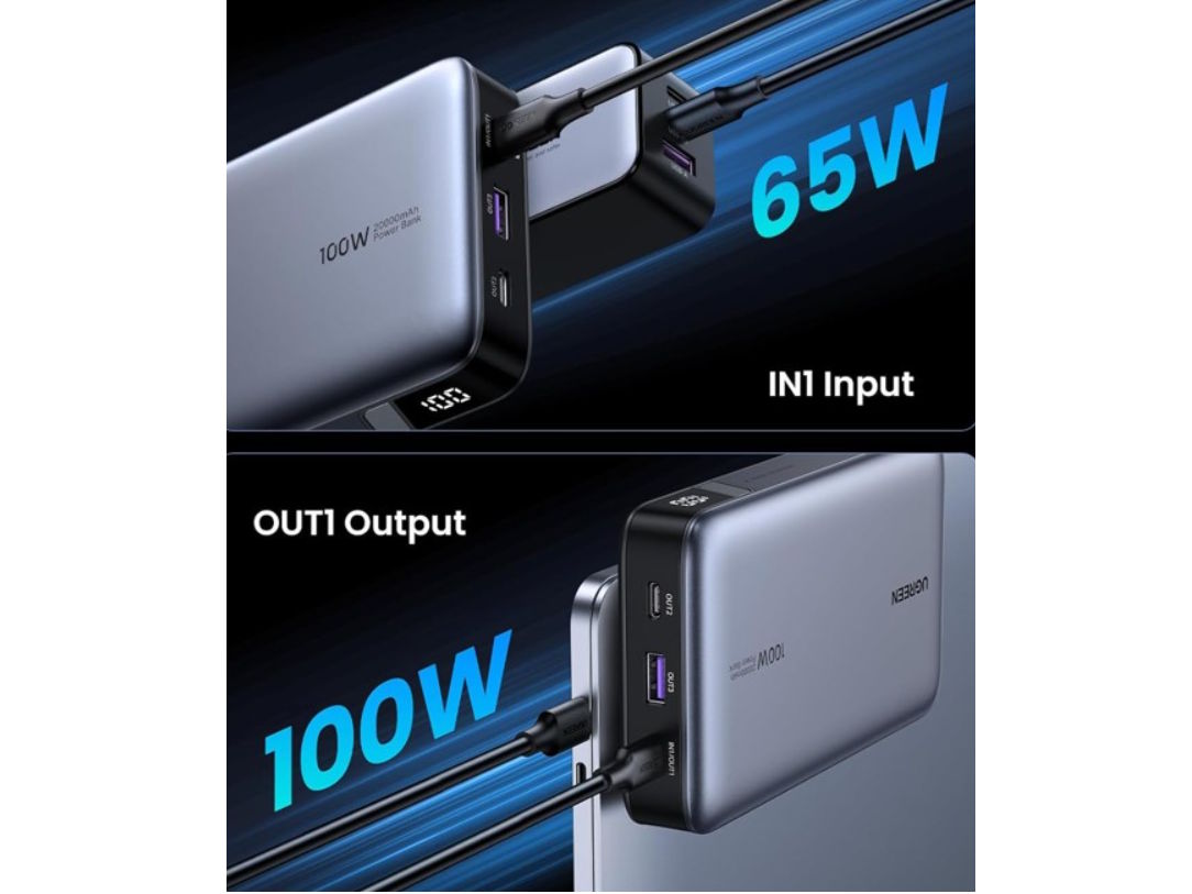 Sạc dự phòng nhanh Ugreen PD 100W Nexode 20.000 mAh 25188