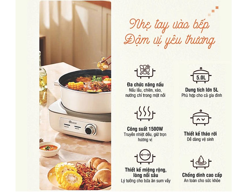 Nồi lẩu điện Sowun SW6023 5 lít