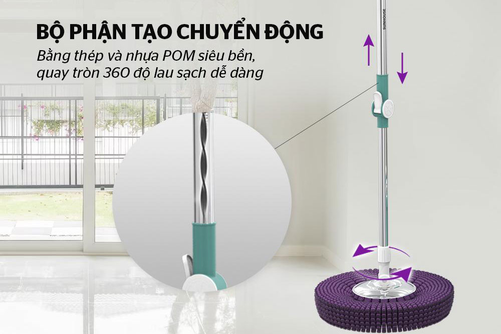 Bộ lau nhà xoay 360 độ Sunhouse KS-CL300IB