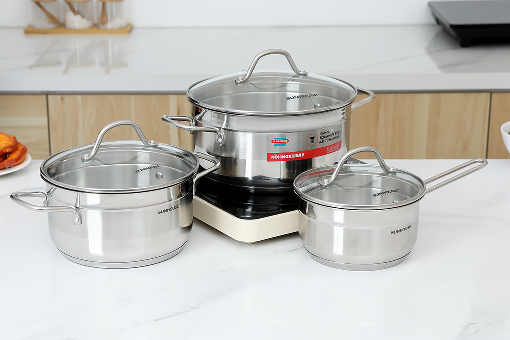 Bộ nồi inox 5 đáy Sunhouse SHG669