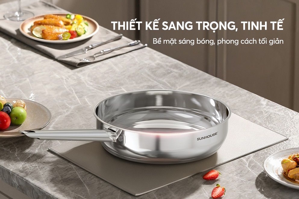 Chảo inox 304 Sunhouse Healthy IN28M9
